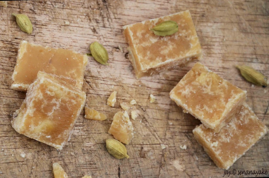 Pieces of potato fudge and cardamom