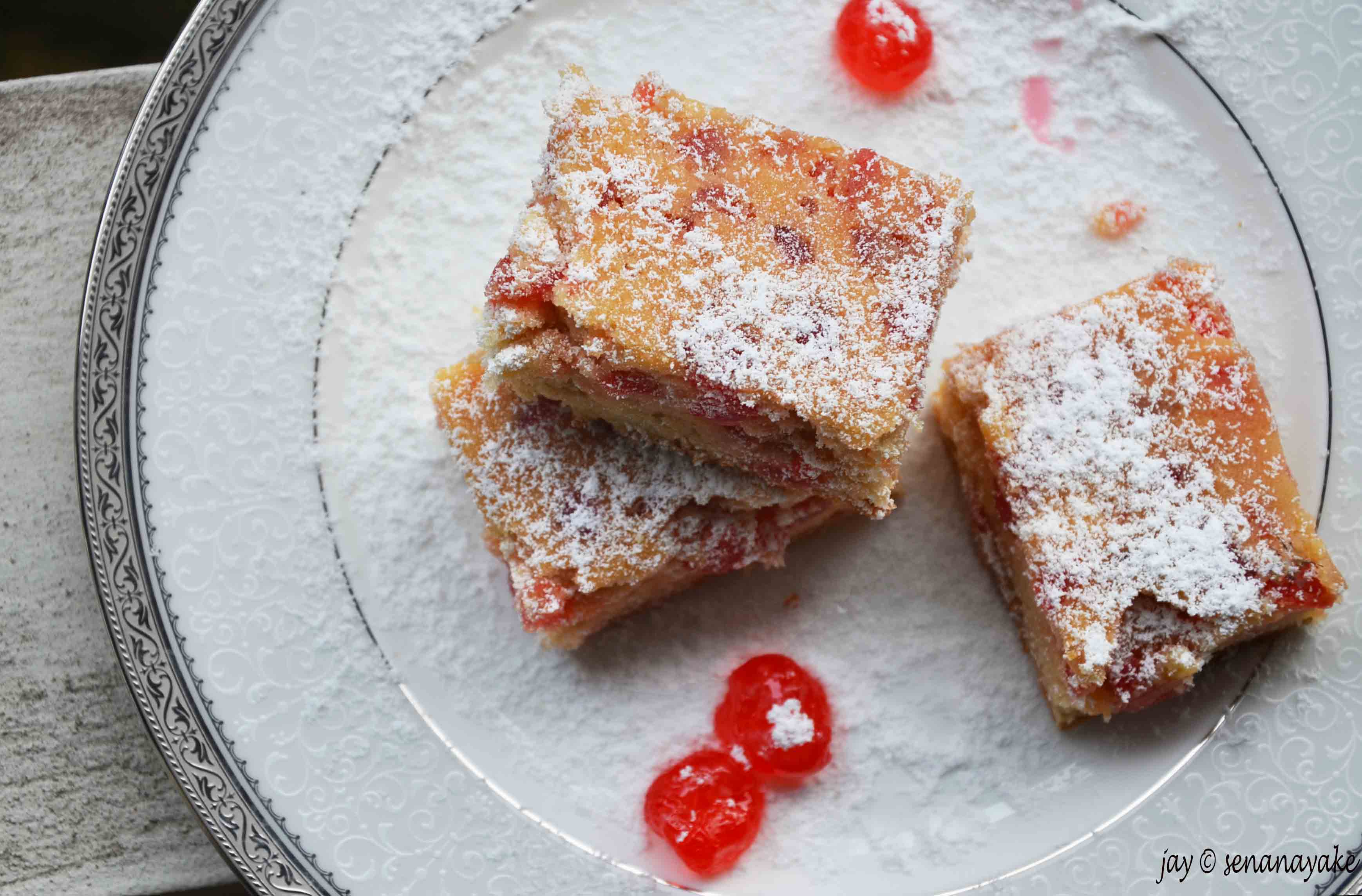 Cherry & white chocolate blondies